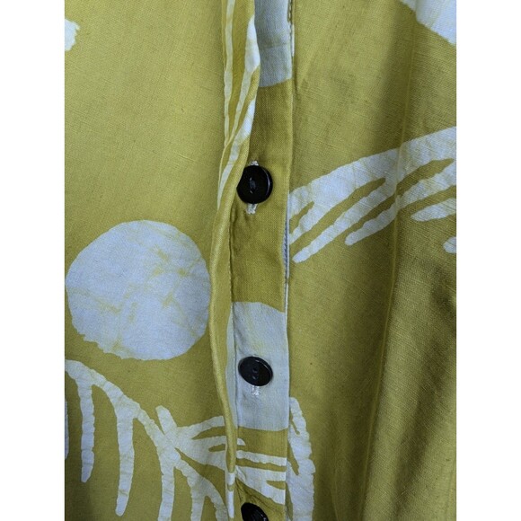 Zuri Kenya Button Front Dress Green Women’s 2X Dot Leaf Print Lagenlook Cotton - Picture 6 of 11